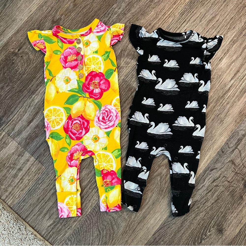 Posh Peanut Leia and Annika Rompers both size 3/6 months.